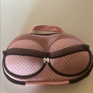 Pink Polka Dot Bra Travel Case